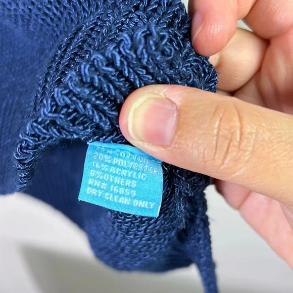 J. McLaughlin Alto Sleeveless Havana Yarn Sweater Vest Navy Blue Size Large - Picture 7 of 11